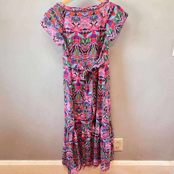 Vanessa Virginia Anthropologie Beaded Mural Maxi Dress With Geometric Print-Sz. - Picture 2 of 6
